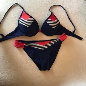 Red, white, and blue swim suit